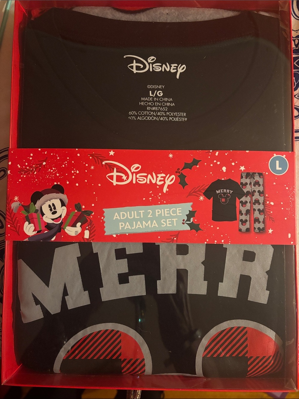 Disney Black and Gray 'Merry' Mickey Adult 2-Piece Pajama Set